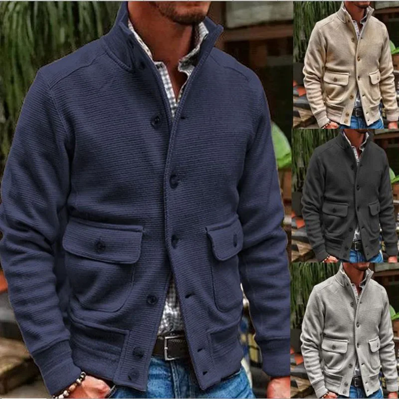 

2023 Autumn/Winter Men's High Collar Solid Color Thickened Casual Jacket