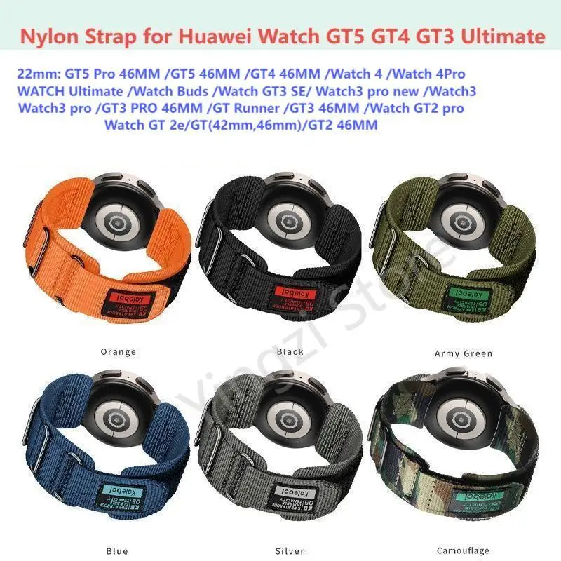 Easy Fit 22mm Nylon Strap for HUAWEI WATCH GT5 GT4 GT3 46mm Strap for HUAWEI WATCH 4 3 Pro Ultimate GT Runner Bracelet Watchband