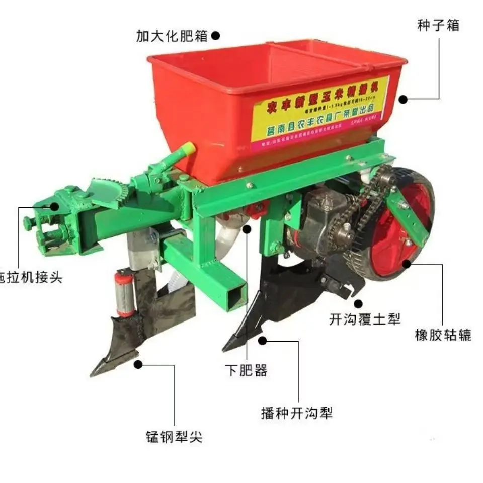 Hand-held single-row corn seeder, multi-function of corn sowing, fertilization and covering soil