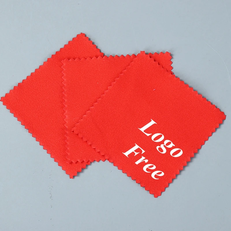 100pcs 21Colors Custom Logo Silver Gold Diamond Polish Cloth Cleaning Polishing Cloth Soft Clean  Wiping Cloth Jewelry Cloth