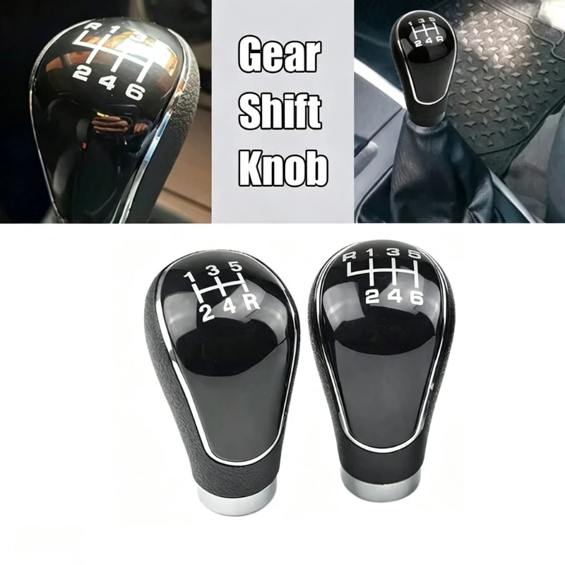 Manual Transmission Gear Knob Update with Black Trim Finish, ABS Leather-Trim Hold for Cabin Repair Use Daily Care 68UF