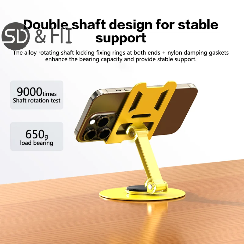 All Metal 360 Rotation Multi Functional Portable Folding Mobile Phone Holder For All Mobile Phones