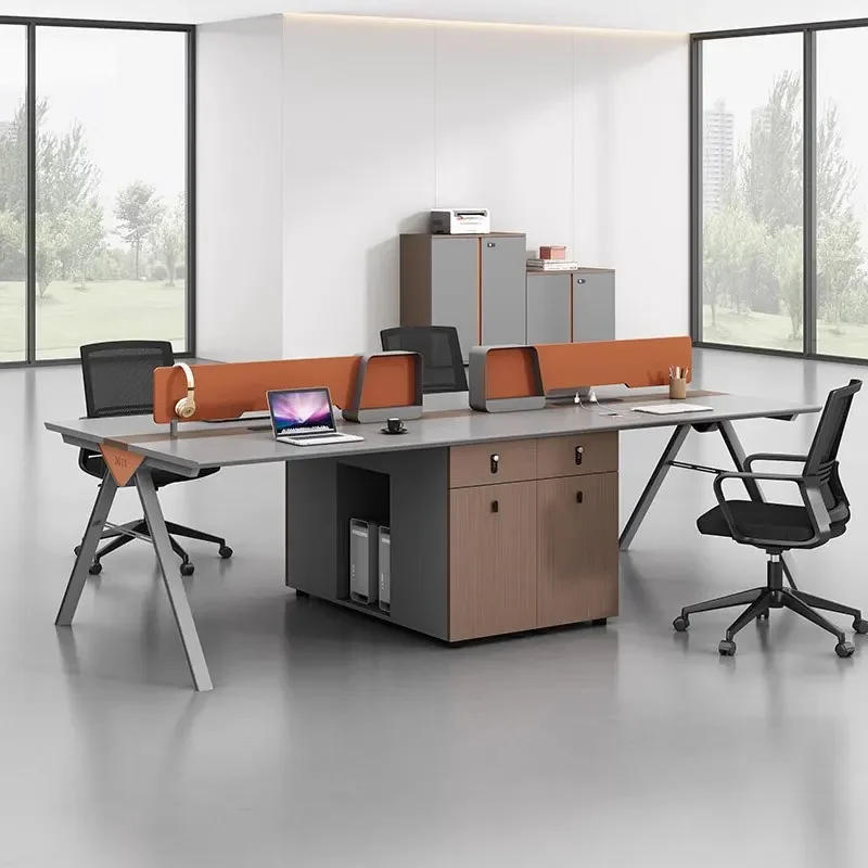 para diseño de muebles de oficina modernos China Estación de trabajo de escritorio de oficina para 4 personas Estación de trabajo de mesa de particiones de oficina