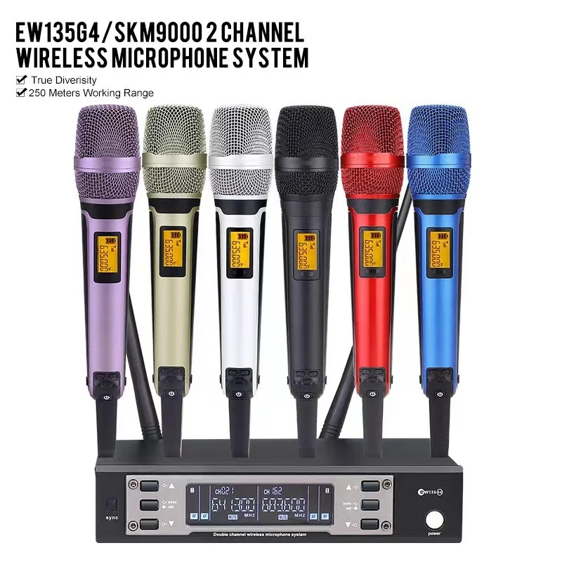 VM-300 Metal Dynamic Mic for Karaoke Vocal Microfone 2 Channel Wireless Microphone EW135G4 SKM9000 Handheld Dynamic Mic