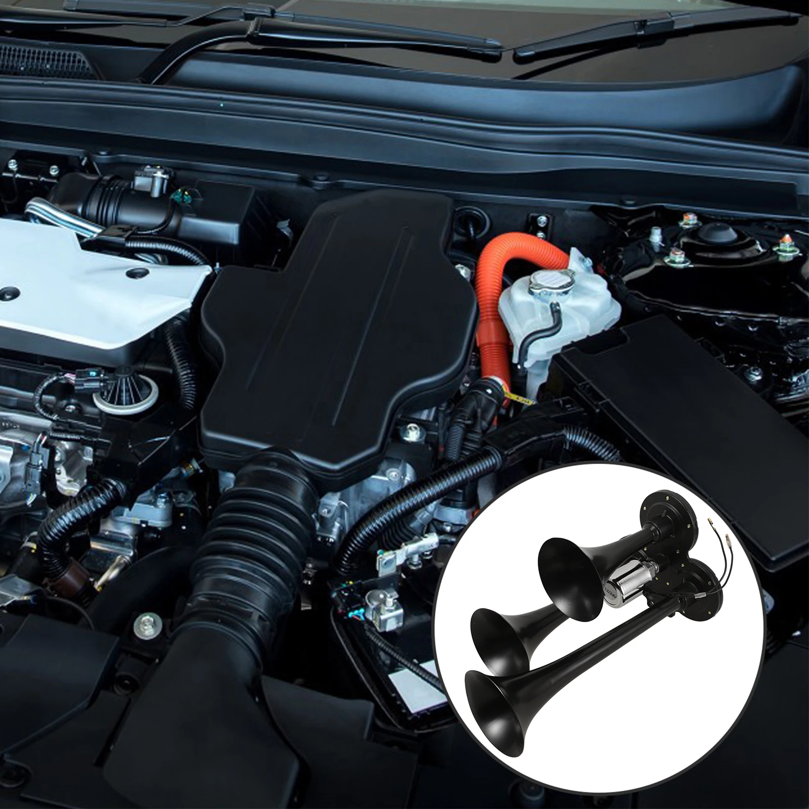 

Super Loud Triple Trumpet 12/24V Compatible For Trucks Pickups Durable Zinc Alloy Easy Installation Powerful Sound Train For Car