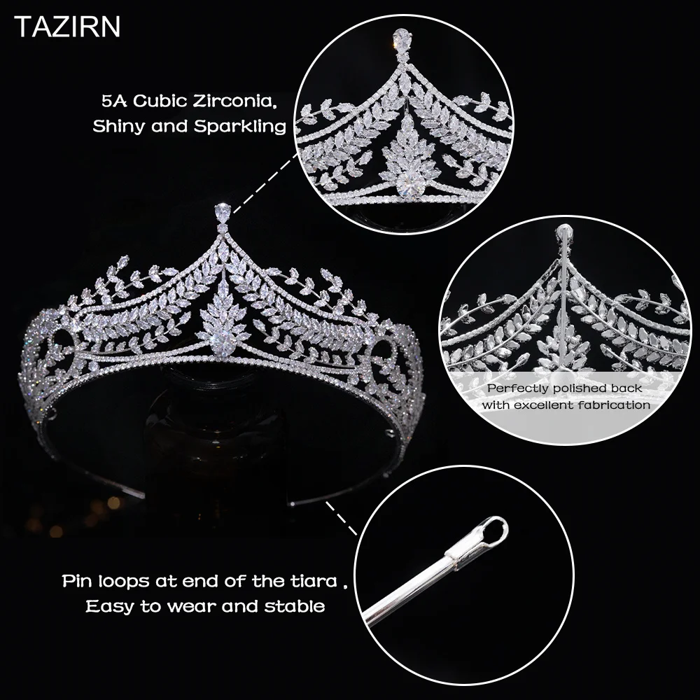 Nieuwe Ontwerp Zirconia Bruiloft Tiara En Kroon Voor Vrouwen Prinses Volledige Cz Zoete 16 Verjaardagsfeestje Hoofdtooi Haar Accessoires