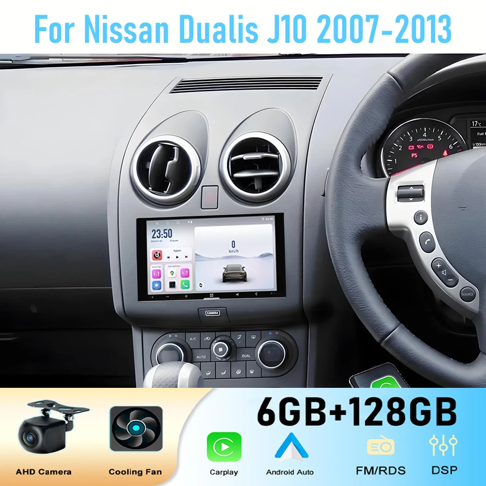 7''  For Nissan Dualis J10 2007-2013 GPS Car Radio Wireless Apple Carplay  Android 15 Multimedia Player Stereo Navi WIFI BT