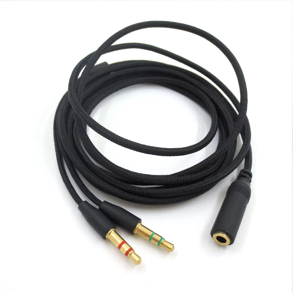 1pcs 2m For -Razer Earphone Audio Cable Headphone Adapter Splitter Headset Microphone For -Razer Electra/Kraken PRO 7.1 V2/Hamme