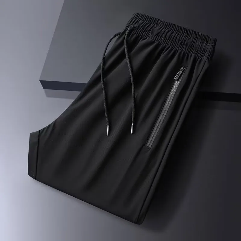 

Ice Silk Loose Fit Casual Pants Thin Spor Summer Trendy Brand Men's Qui Dry Long Straight Leg Trousers Casual Loose Pants