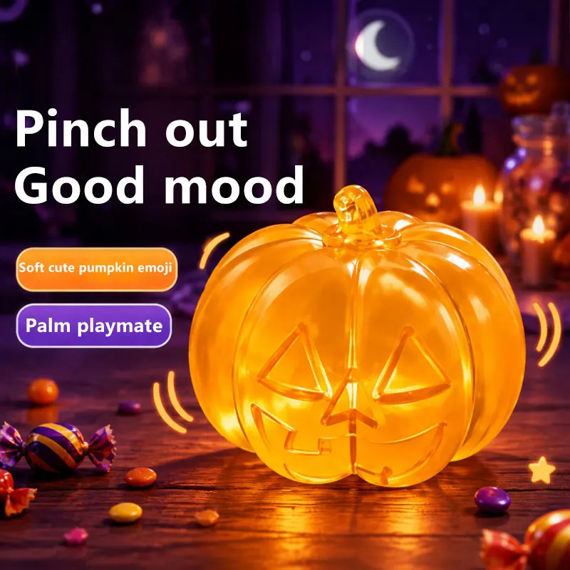 Pumpkin Shaped Squishy Fidget Toy Transparent Resin Halloween Atmosphere‑Setting Squeeze Toy Slow Rebound Party Favors Gifts