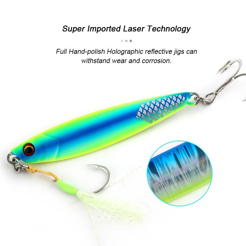 FJORD 20g 30g 40g 60g Metal Jig Shore Casting Hard Bait Scale Tail Night Glow Sea Fishing Lure Artificial Bait Fishing Equipment