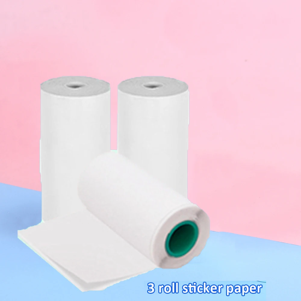 3/5/9 Rolls White Color Adhesive Sticker Papers 57*25mm Sticker Printing Papers for Mini Portable Bluetooth Printer