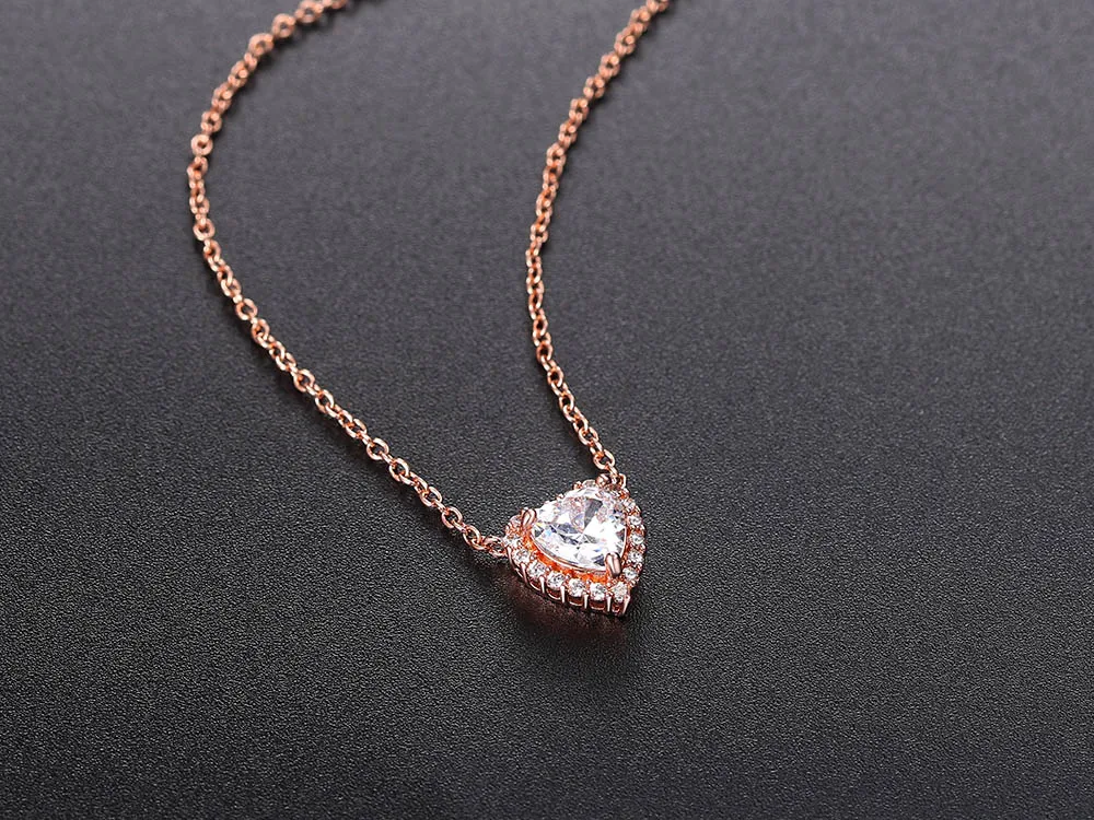 Glitzernde Mehrfarbige Kristallherz-Anhänger-Halsketten für Frauen Romantischer Geburtsstein Zirkon Hochzeitskette Choker Trendschmuck – Detail 10