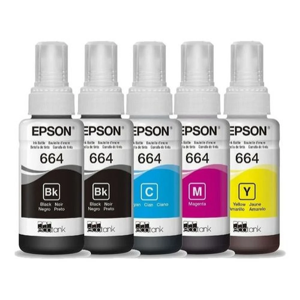 Kit 5 Tinta 664 Para Epson Original L395 L380 L375 L220 BK