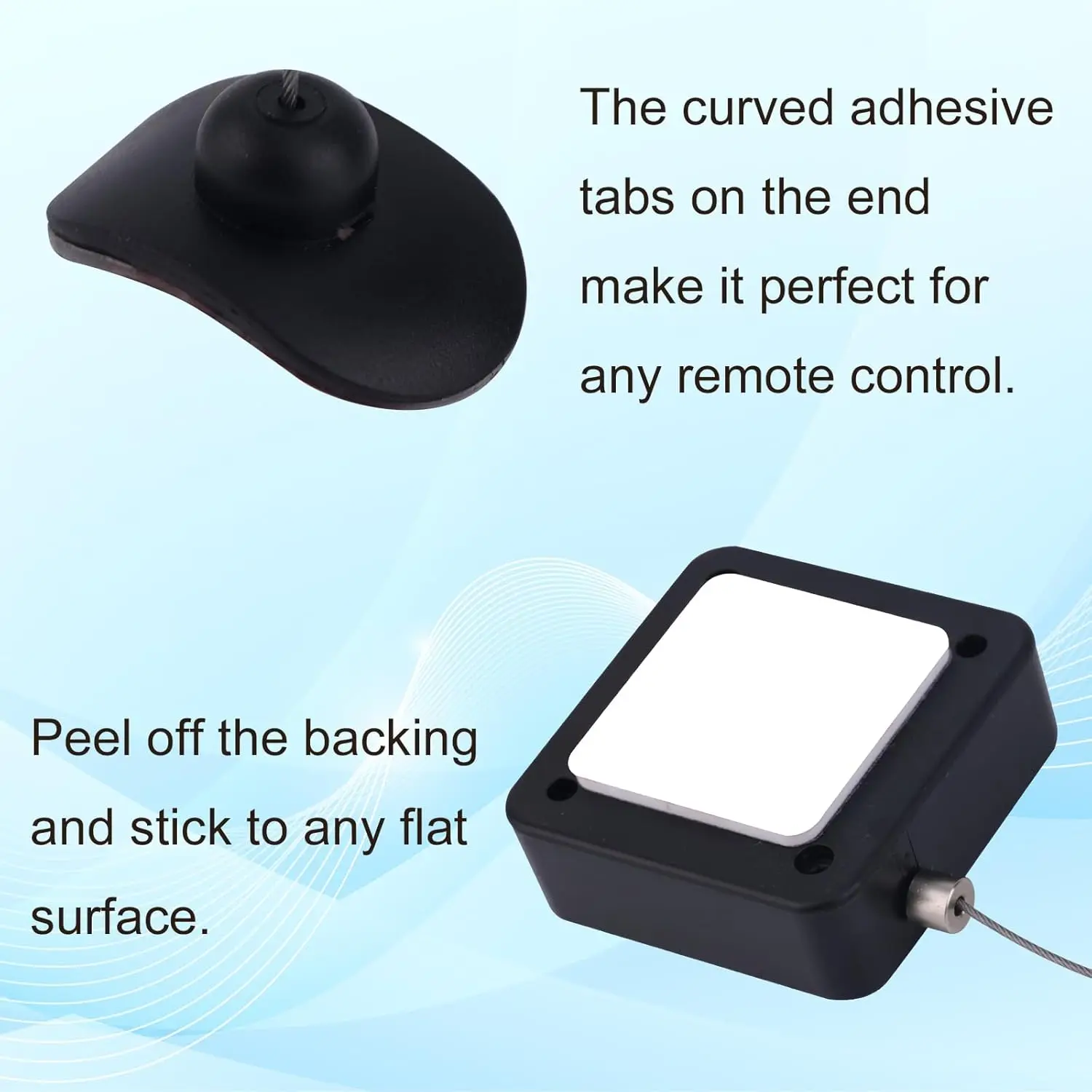 2 pces bloqueio de cabo remoto super resistente punch-livre retrátil controle remoto tethers 6.6ft/2m cabo de segurança cordão bloqueio