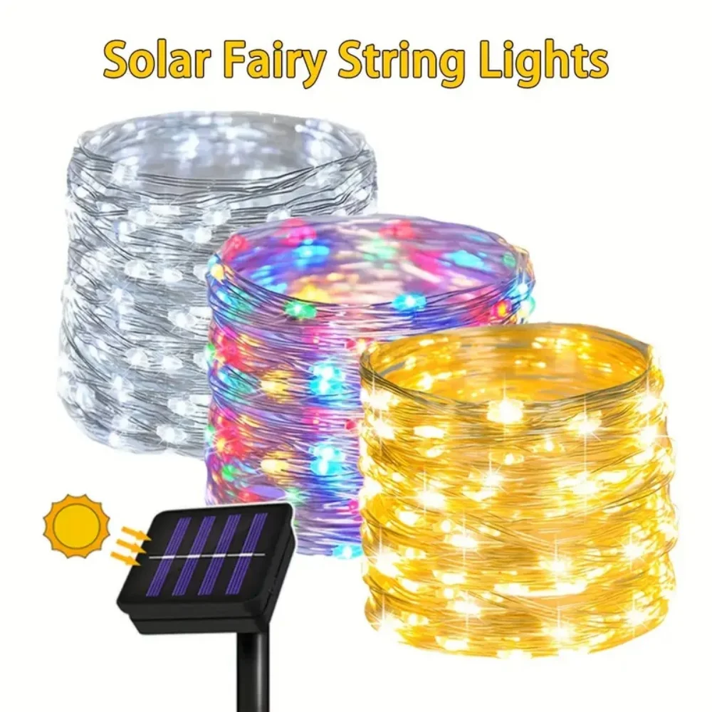 

Fairy Lights Solar Garden Lights String Lights with 8 Modes Wire Lights for Patio Yard Trees Christmas Wedding Party Decoration