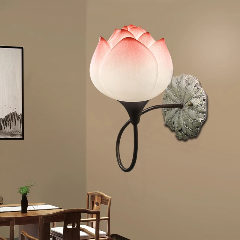 

Modern Classical Lotus Wall Lamp Living Room Bedroom Bedside Decorative Lamp New Chinese Style Porch Courtyard Wall Light Bra