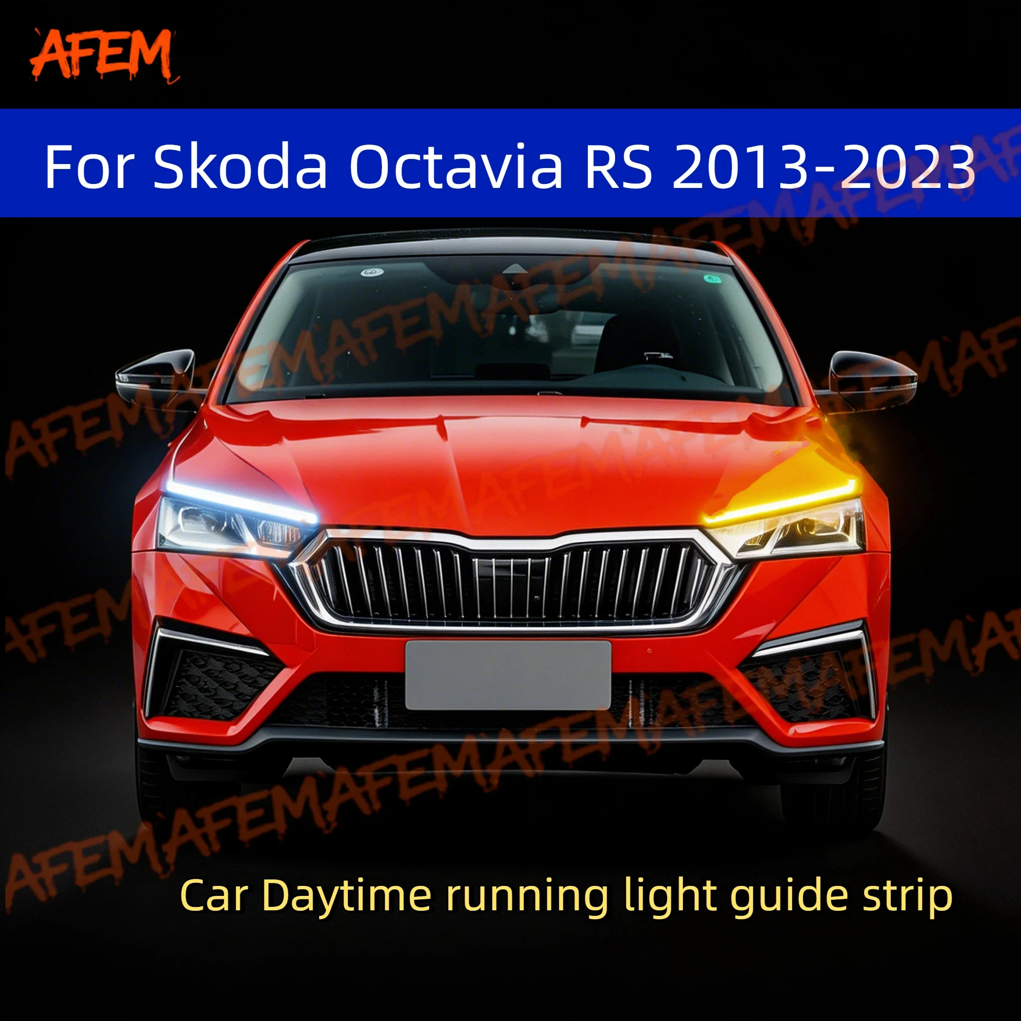 For Skoda Octavia RS 13-23 2Pcs 12V Led Guide Strip Headlight For Car Daytime Running Lights Turn Signal DRL Car Modification