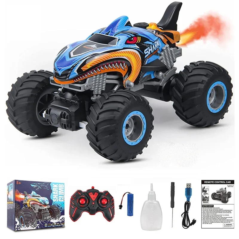 2.4G Remote Control Cars Monster Truck RC Car Electric Trucks Stunt Cars with Light Sound Spray Toys for Boys Kids Children Gift