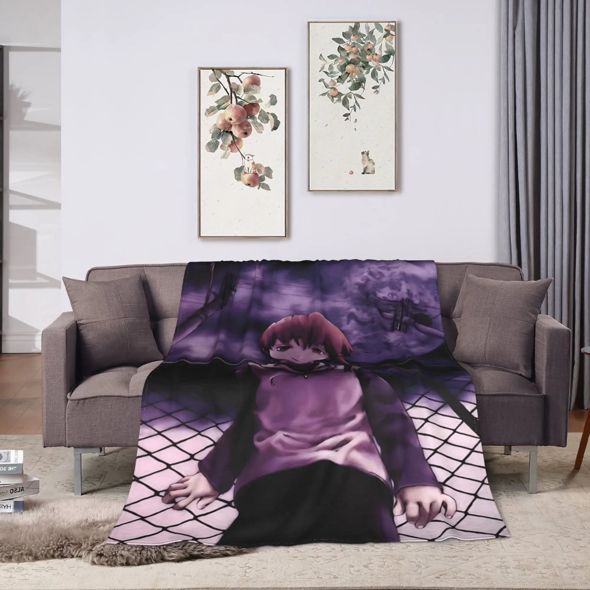 Anime Serial Experiments Lain Super Warm Blanket  Students Plush Bedding Throws Novelty Outdoor Flannel Bedspread Sofa Bed Cover