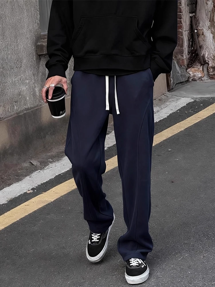 

Cleanfit Свободные прямые спортивные штаны мужские k Синие американские спортивные штаны с наклонным вырезом повседневные осенние длинные брюки