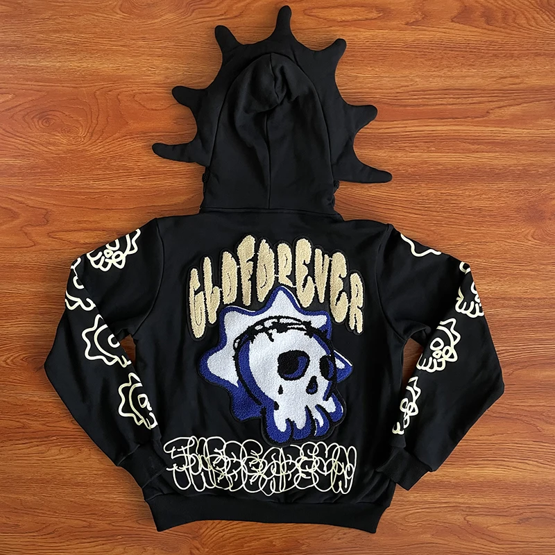 

Fast Shipping Glo Gang The Glory Full Zip Hoodie High Street 1:1 Men Women Drink Embroidery Cartoon Hoody Sweatshirts