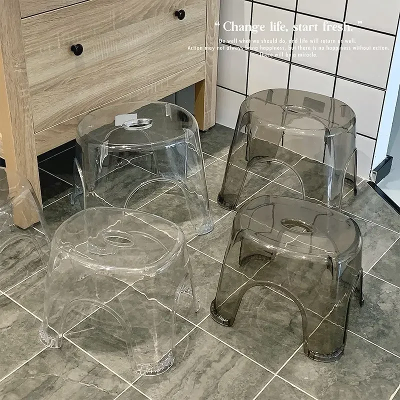 

Mini Acrylic Bathroom Stool Shoe Changing Stool Household Transparent Seat for Living Room