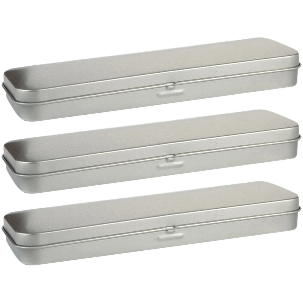 

3 Pcs Tinplate Stationery Box Multifunctional Pencil Organizer Case Accessory Daily Use Wear Resistant