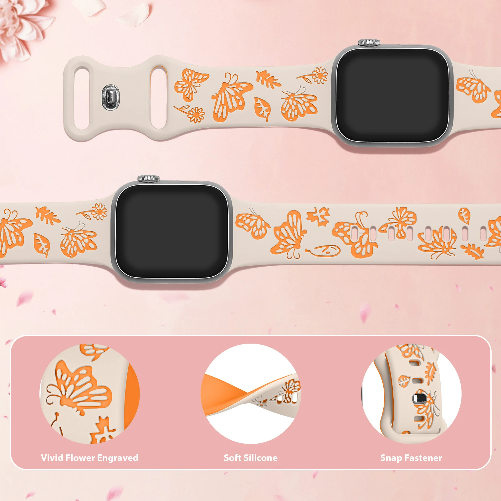 Engraved Silicone Strap For Apple Watch Band 41mm 45mm 40mm 44mm 49mm 38mm 42MM Correa Bracelet Series 9 8 7 6 5 4 3 SE Ultra 2