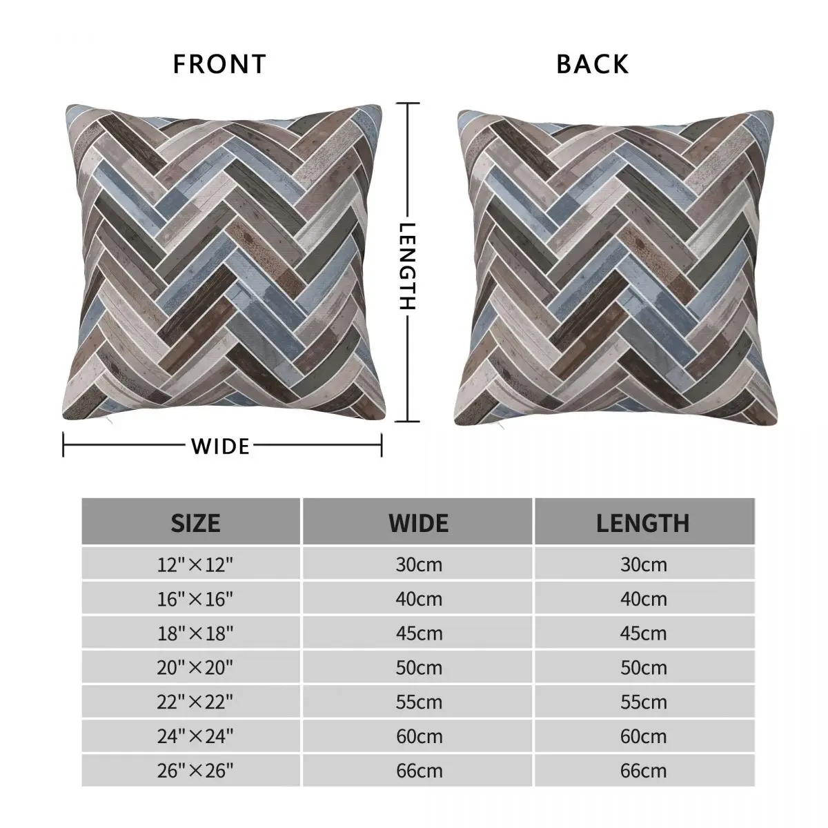 Herringbone In Blue Brown Grey Square Pillowcase Polyester Linen Velvet Printed Zip Decor Pillow Case Bed Cushion Cover