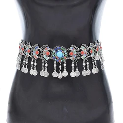 Fashion Bohemian Indian Afghan Ethnic Coin Chain Long Tassel Body Belly Chains for Women Party Dance Jewelry Accessories