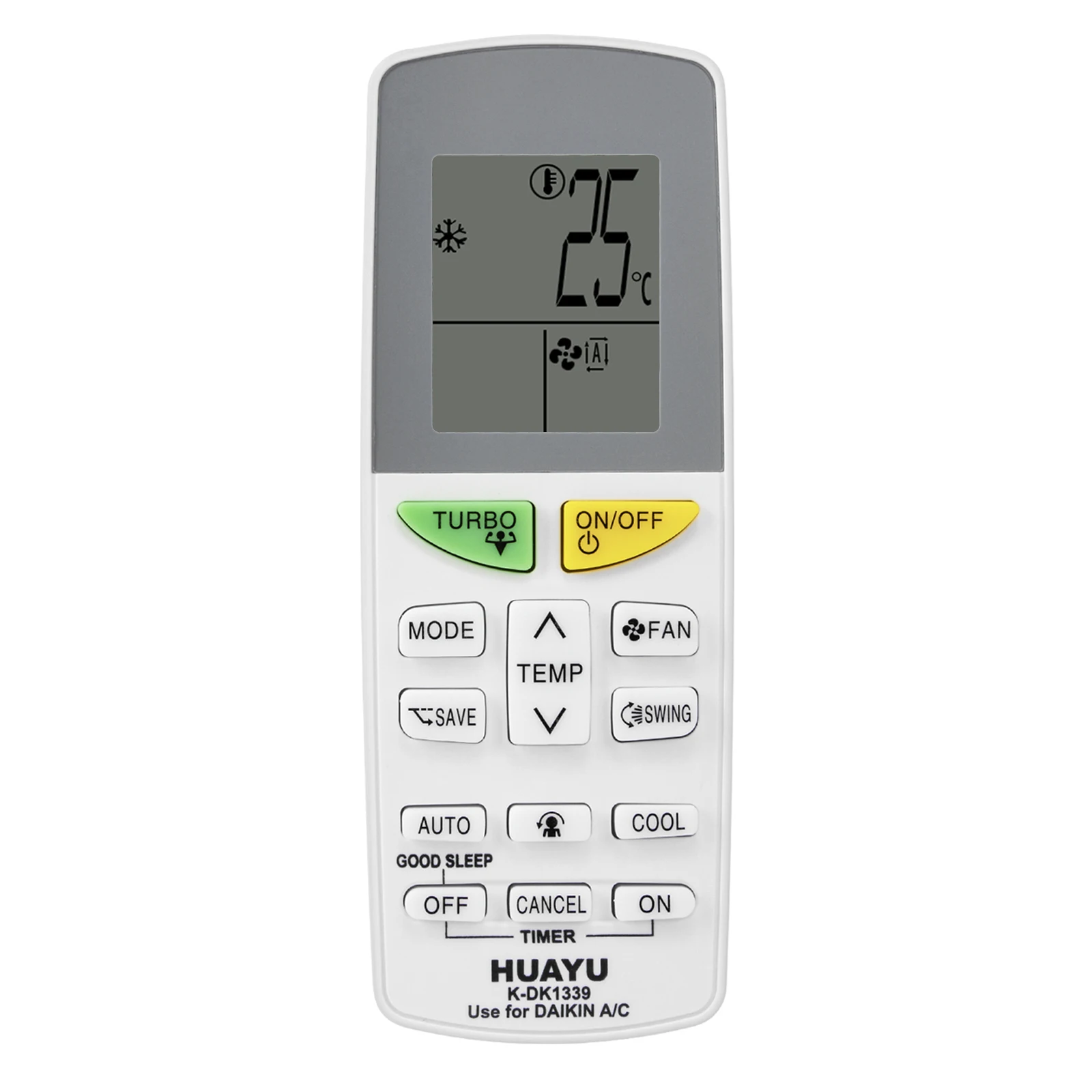 جهاز تحكم عن بعد عالمي A/C يستخدم فقط لاستبدال مكيف الهواء المخصص لجميع الموديلات من ماركة Daikin K-DK1339