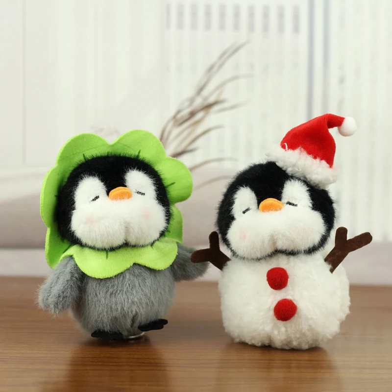 Cute Penguin Plush Pendant Toy Baby Comfort Sleep Doll Fluffy Snowman Maple Leaves Clover Swim Ring Penguin Stuffed Animal Gift