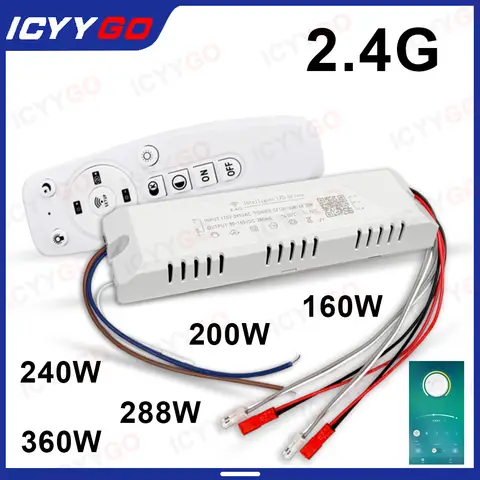 AC220V 2.4G Smart LED Driver Remote Control 40-60W 30-50W 50-72W X4 X6 280mA Tri-color Dual Output Lighting Dimming Transformer