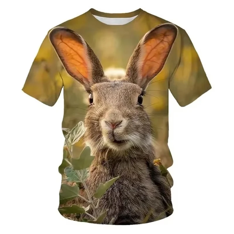

3D Print Men Women Cute Rabbit T-Shirts Fashion Streetwear Casual O-Neck Short Sleeve T Shirt Y2k Harajuku Tee Tops Kid Clothing