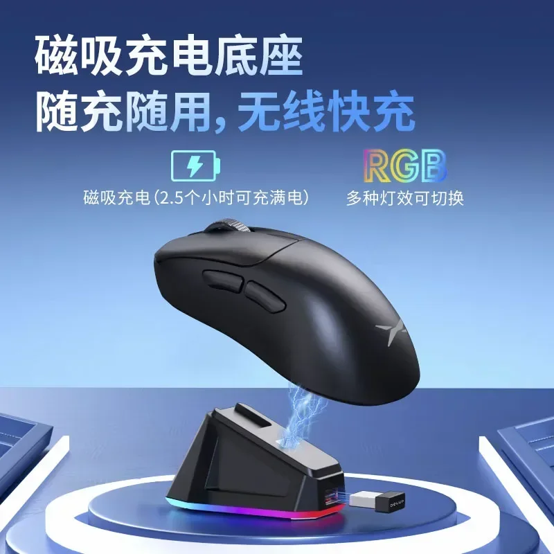 Delux M500 PRO Gaming Mouse Wireless Blutooth Tri-Mode PAW3395 8K Return Rate Ergonomic Lightweight Mouse Gamer Accessories