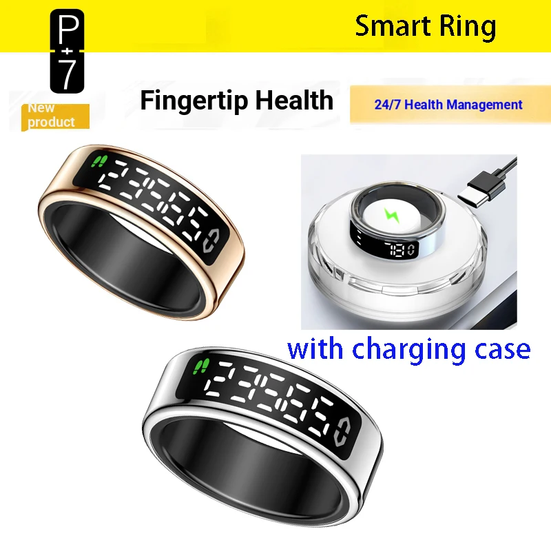 P+7 P+7 Smart Ring  SY01 For Android IOS Phones Body Monitoring Fitness Tracker Heart Rate Wearable With Display Ring With Charging - Aliexpress Deal