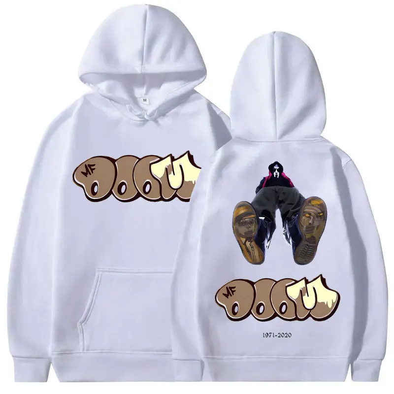 Rapper Mf Doom Madvillain Double Sided Print Hoodie Men Women Hip Hop Rap Vintage Streetwear Male Fashion Oversized Sweatshirt