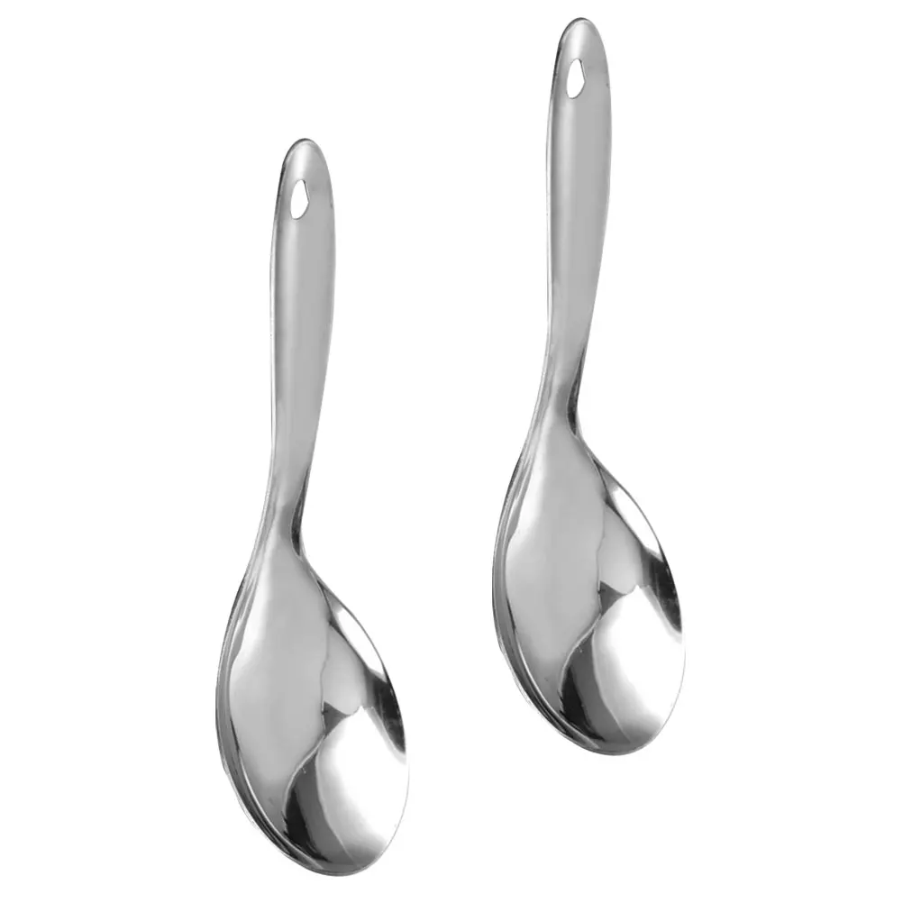

2pcs Stainless Steel Serving Compact Wear-Resistant Kitchen Cooking Spoon Household Rice Scoop Spatula Reusable Rice