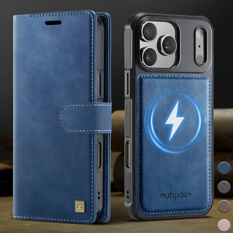 

2 In 1 Detachable Leather Wallet Phone Case For iPhone 17 Air 17 Pro Max 16 15 Plus 14 13 12 Card Holder Cover Funda Hoesje Bag