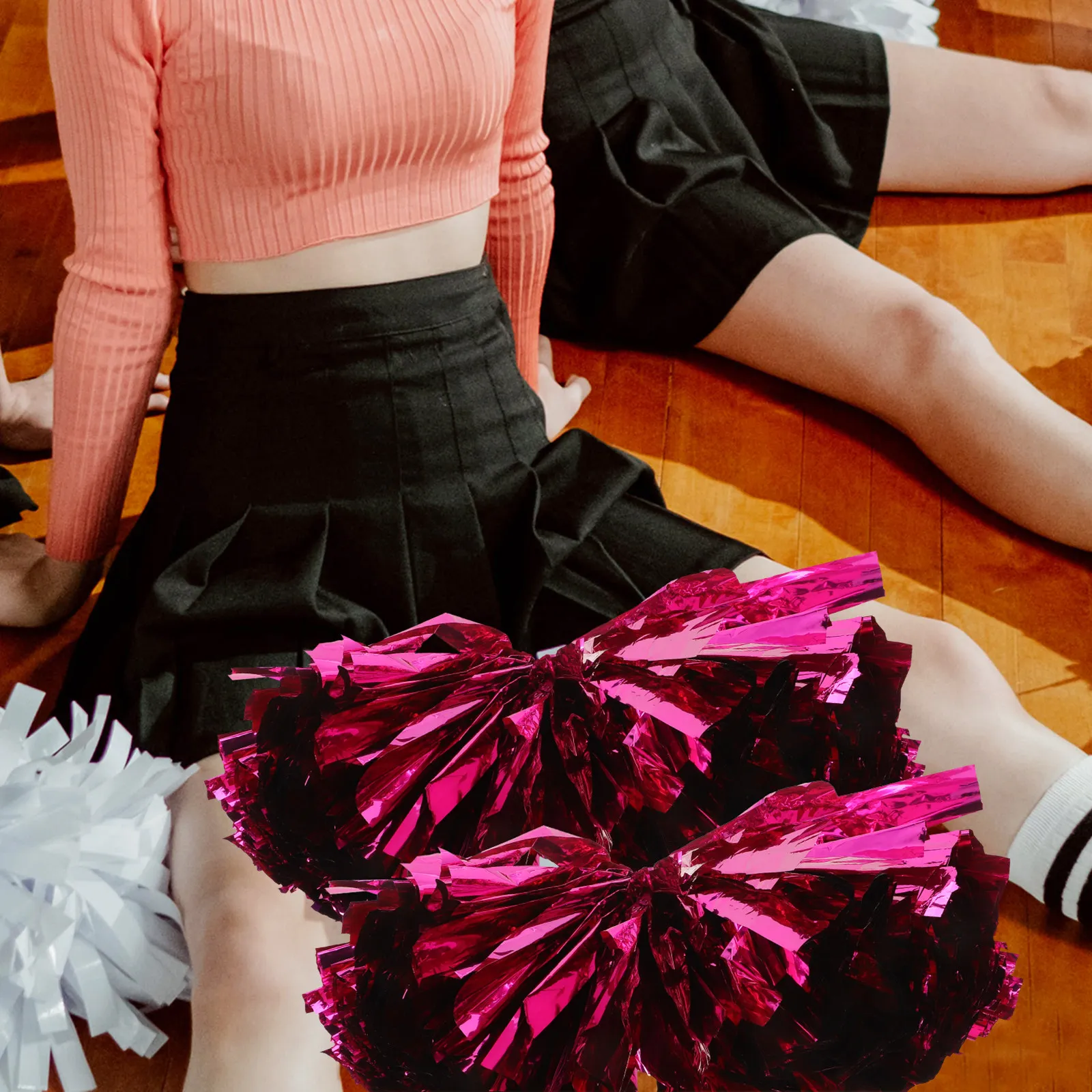 2 pompons de pom-pom girl de haute qualité, couleurs vives et attrayantes, conception de poignée confortable pour l'unité d'équipe, les événements sportifs et la danse.