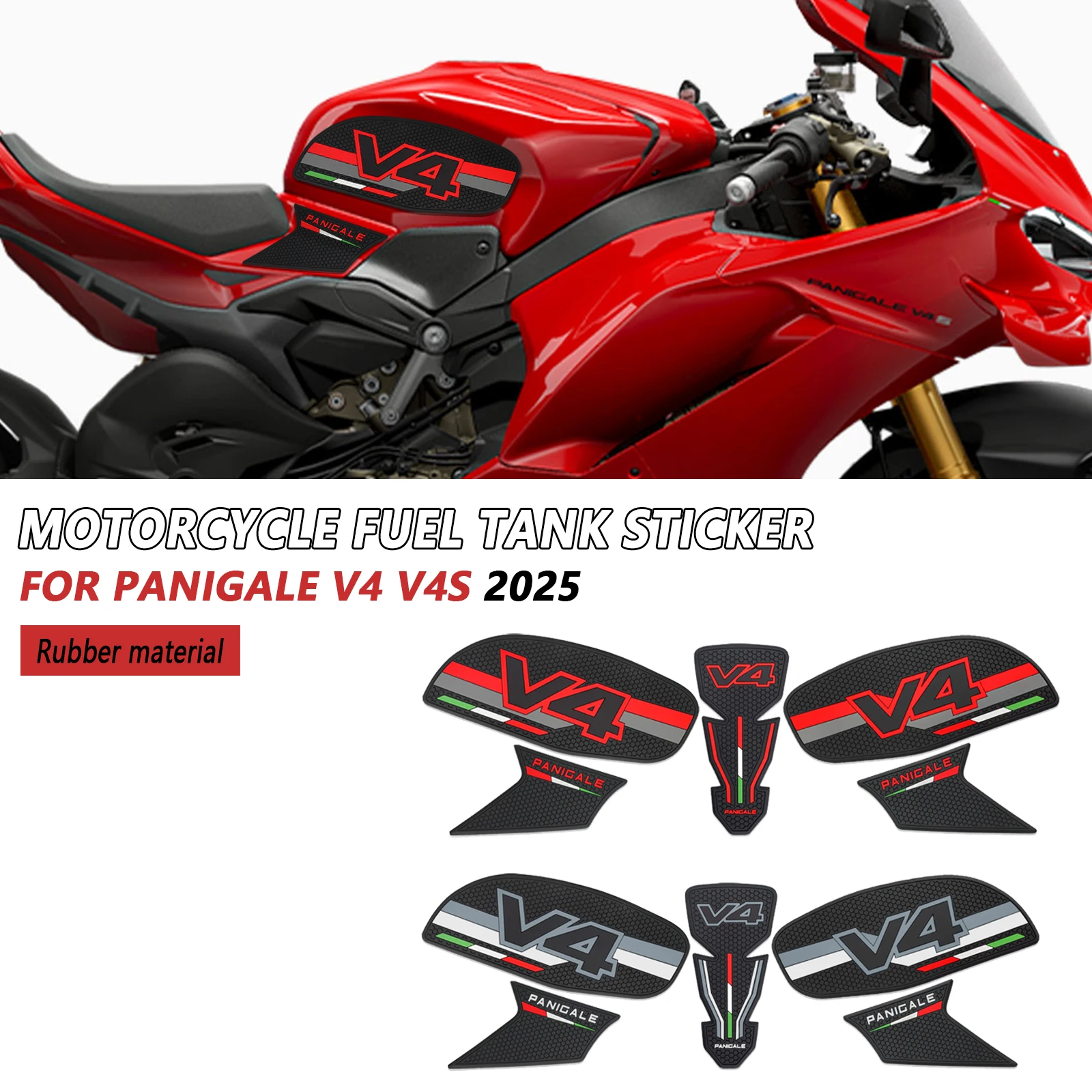 

Для Panigale V4 V4S 2025 мотоциклетная накладка на топливный бак, крышка бензобака, наклейка, комплект наклеек, наколенник для топливного бака, защитные наклейки, водонепроницаемые