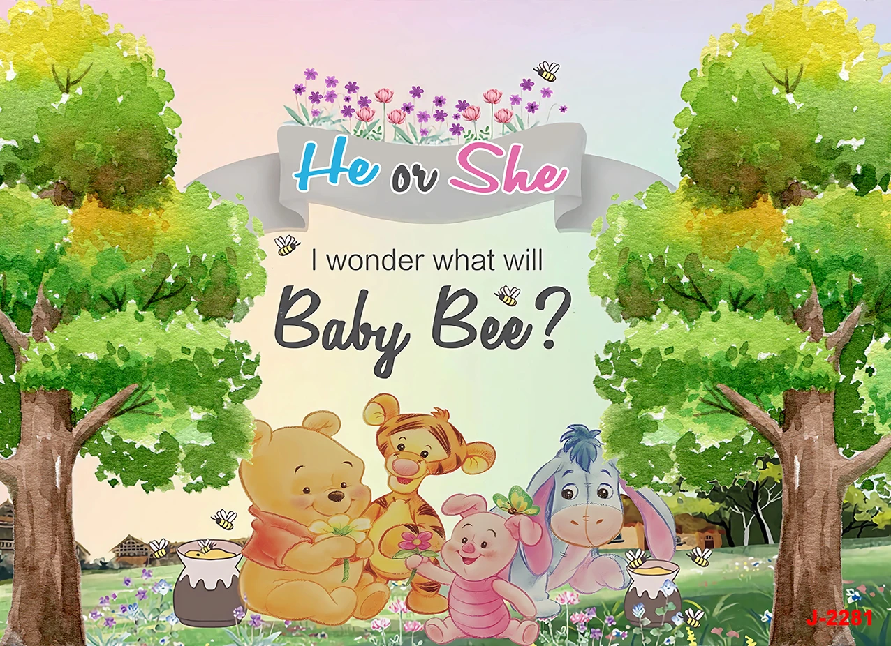 Winnie The Pooh Party Backdrops Wedding Decoration Children's Birthday Photozone Background Decorations Wall