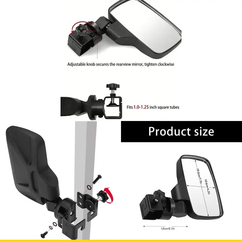 

SZCH Golf Cart Rearview Mirror Formed From Plastic Providing Great Visibility Easy Mount Rearview Fit 1-1.25in Square