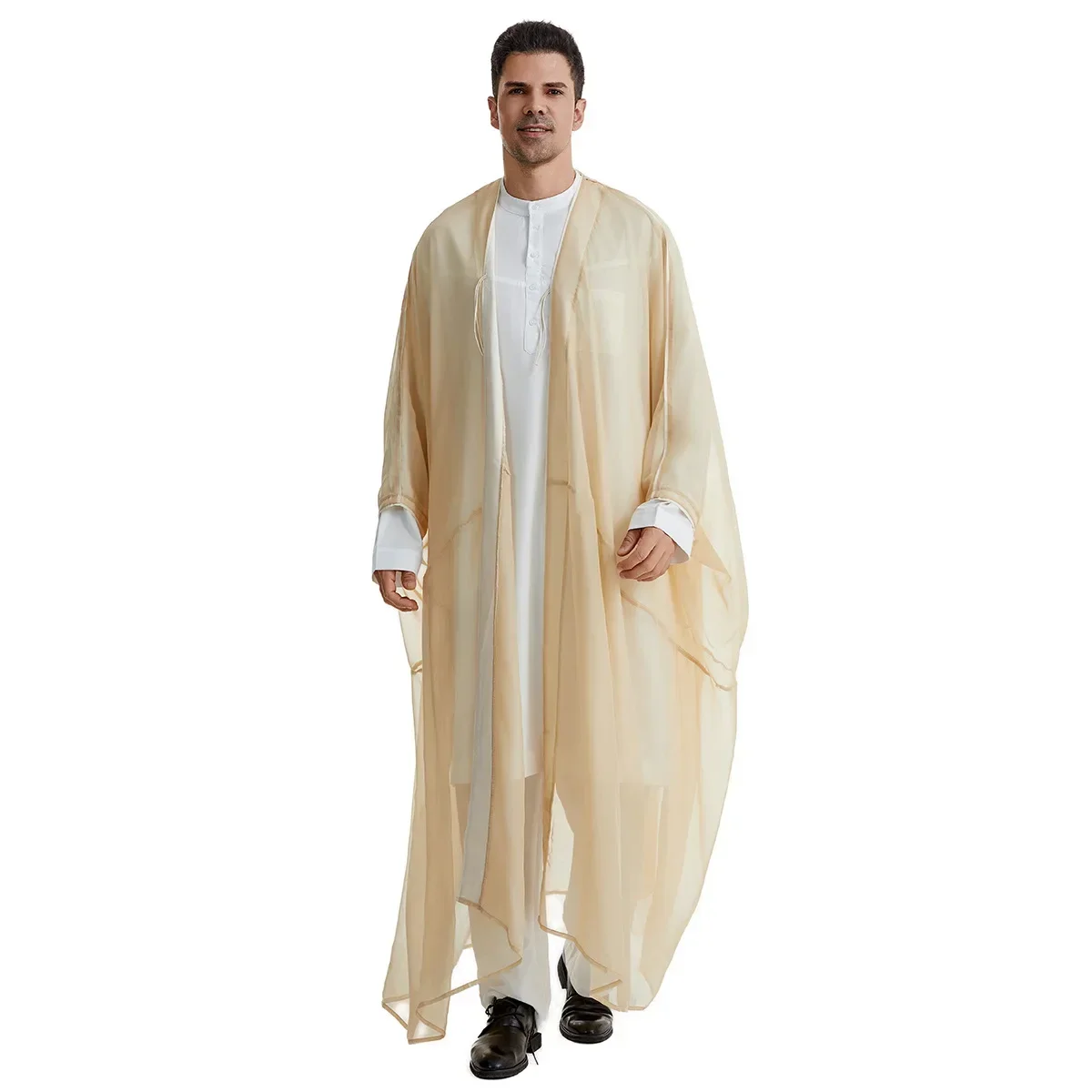 Musulmane Hombre Ramadan Abaya per la Preghiera Vestiti Uomini Kebaya Aperto Kimono Musulmano Abaya Turchia Arabo Islam Djellaba Homme Robe