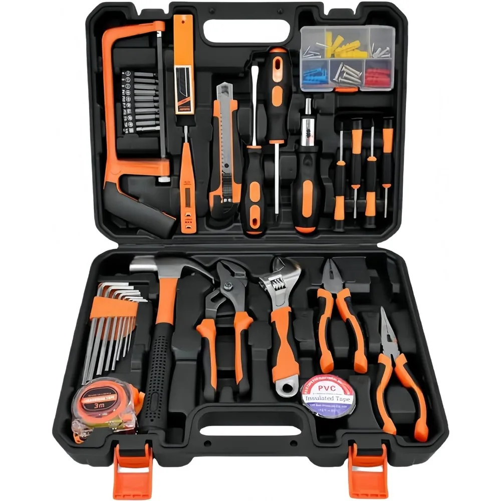 

148 шт. набор инструментов для мужчин и женщин, набор бытовых ручных инструментов для обустройства дома, маленькие базовые стартовые наборы инструментов с ящиком для инструментов для всех Pur