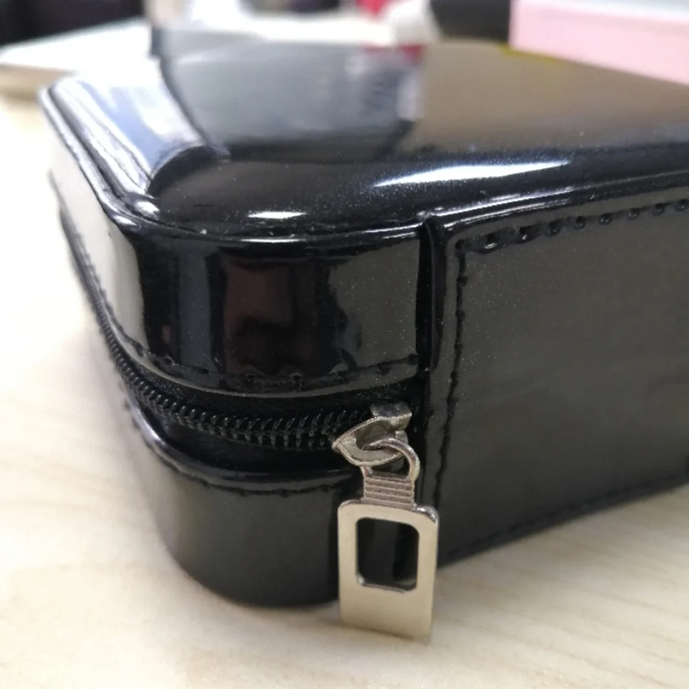 

Jewelry Case Black Premium Portable Lightweight Zipper Design Chic Grid For Earring Ring Organizer Jewelry Storage Box Portable