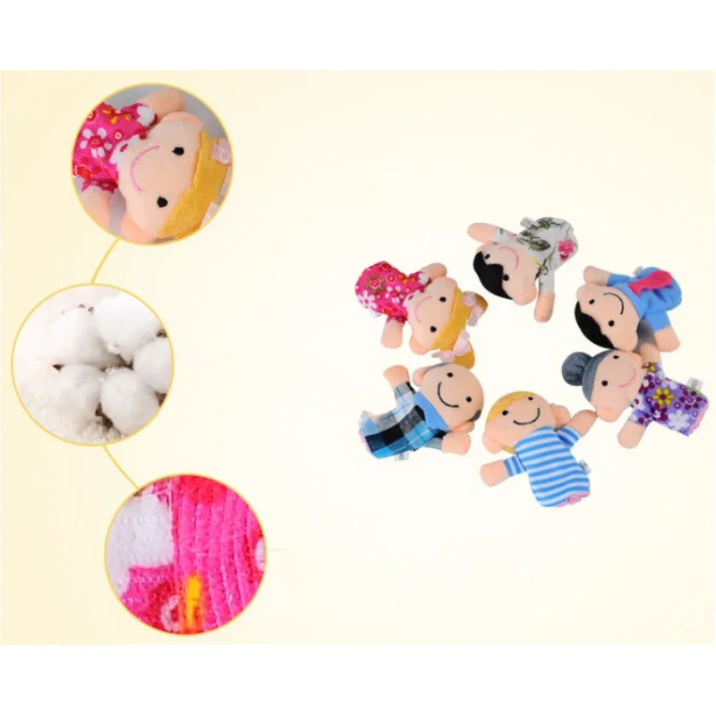 6Pcs 손가락 인형 아기 아이 플러시 헝겊 놀이 게임 이야기 배우기 가족 손가락 인형 어린이를위한 장난감 역할 놀이 이야기 이야기 소품