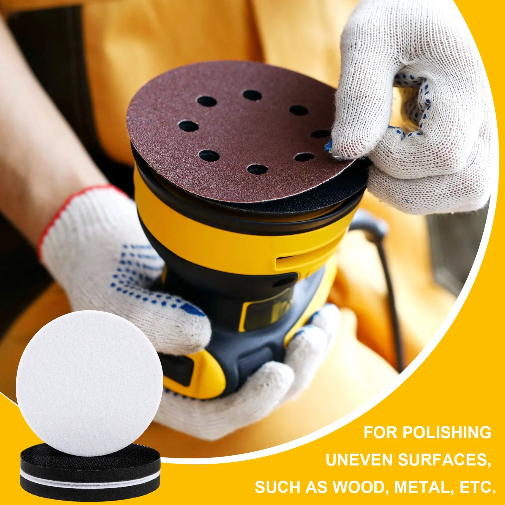 A89X 10 Pieces 5In Soft Density Foam Interface Pad Hook and Loop Foam Sanding Pads 125mm Sponge Cushion Buffering Backing Pad