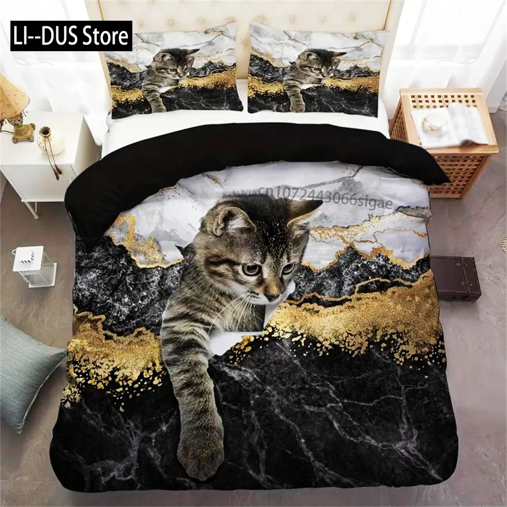 

Whimsical Cat Lover's Duvet Cover Set - Soft, Breathable, And Comfortable Pet Cat Pattern Bedding With 3D Animal Theme